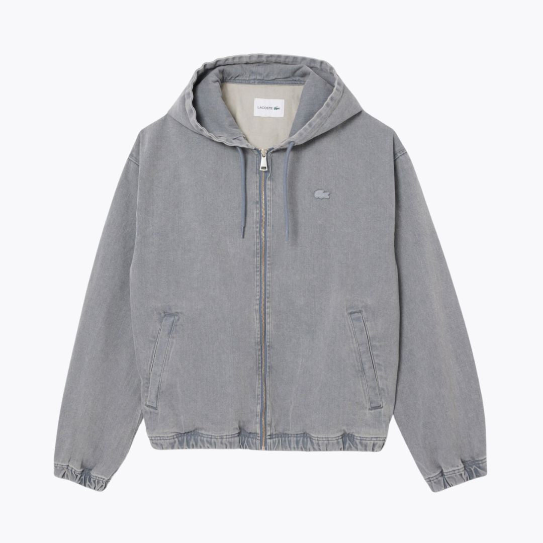 LC Chaqueta de Mezclilla con Capucha y Efecto Lavado