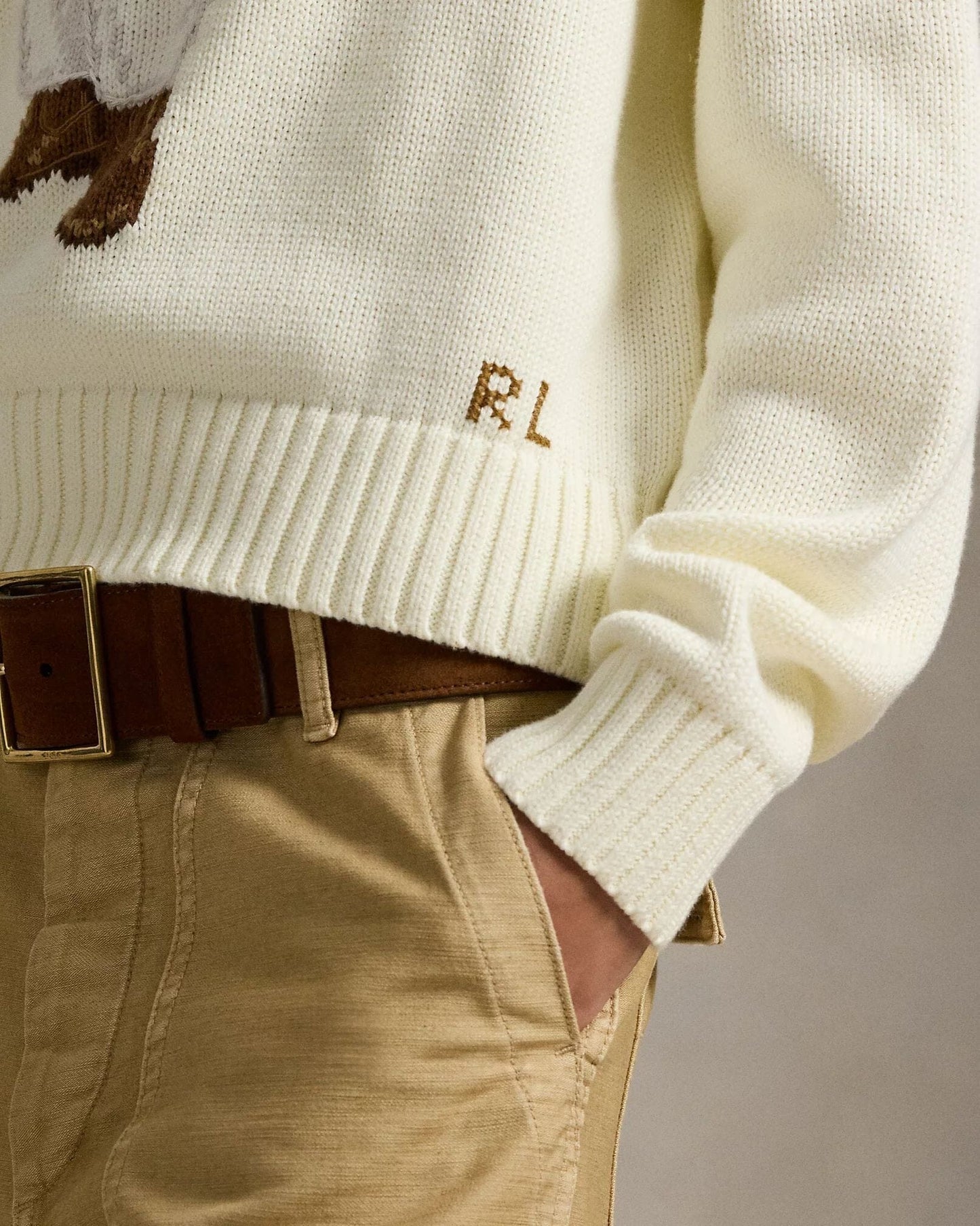 Suéter de algodón con cuello redondo Polo Bear de RL