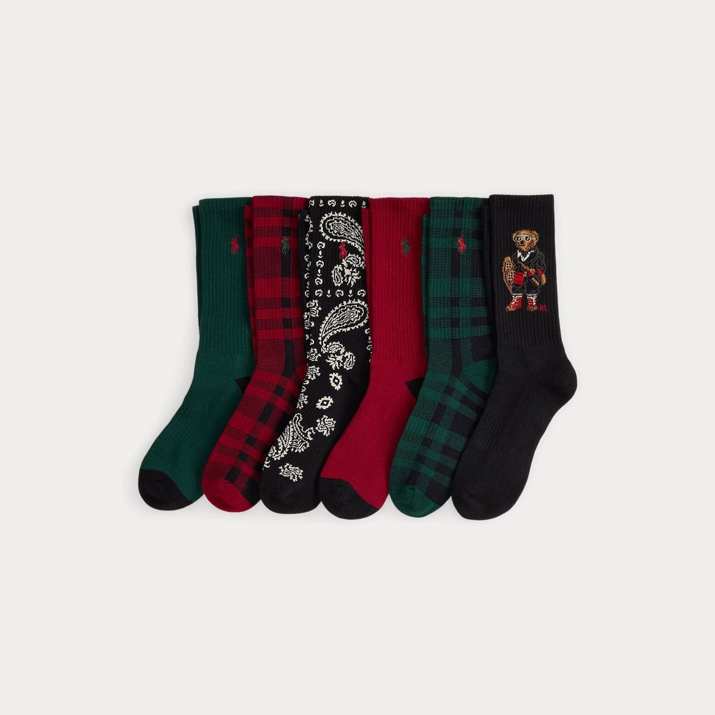 RL Polo Bear algodón-mezcla Crew Calcetines 6-Pack