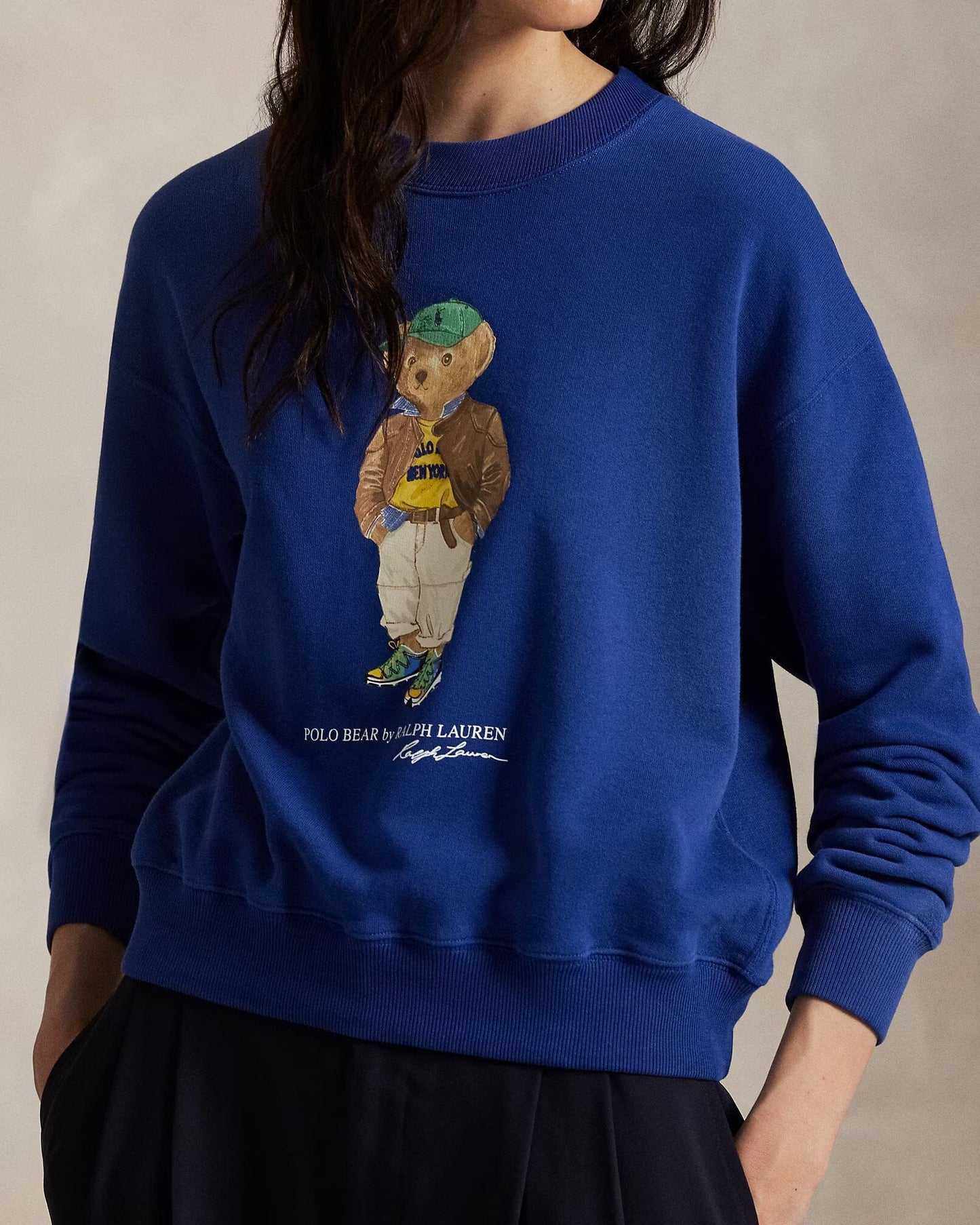 Sudadera de felpa ligera con cuello redondo RL Polo Bear