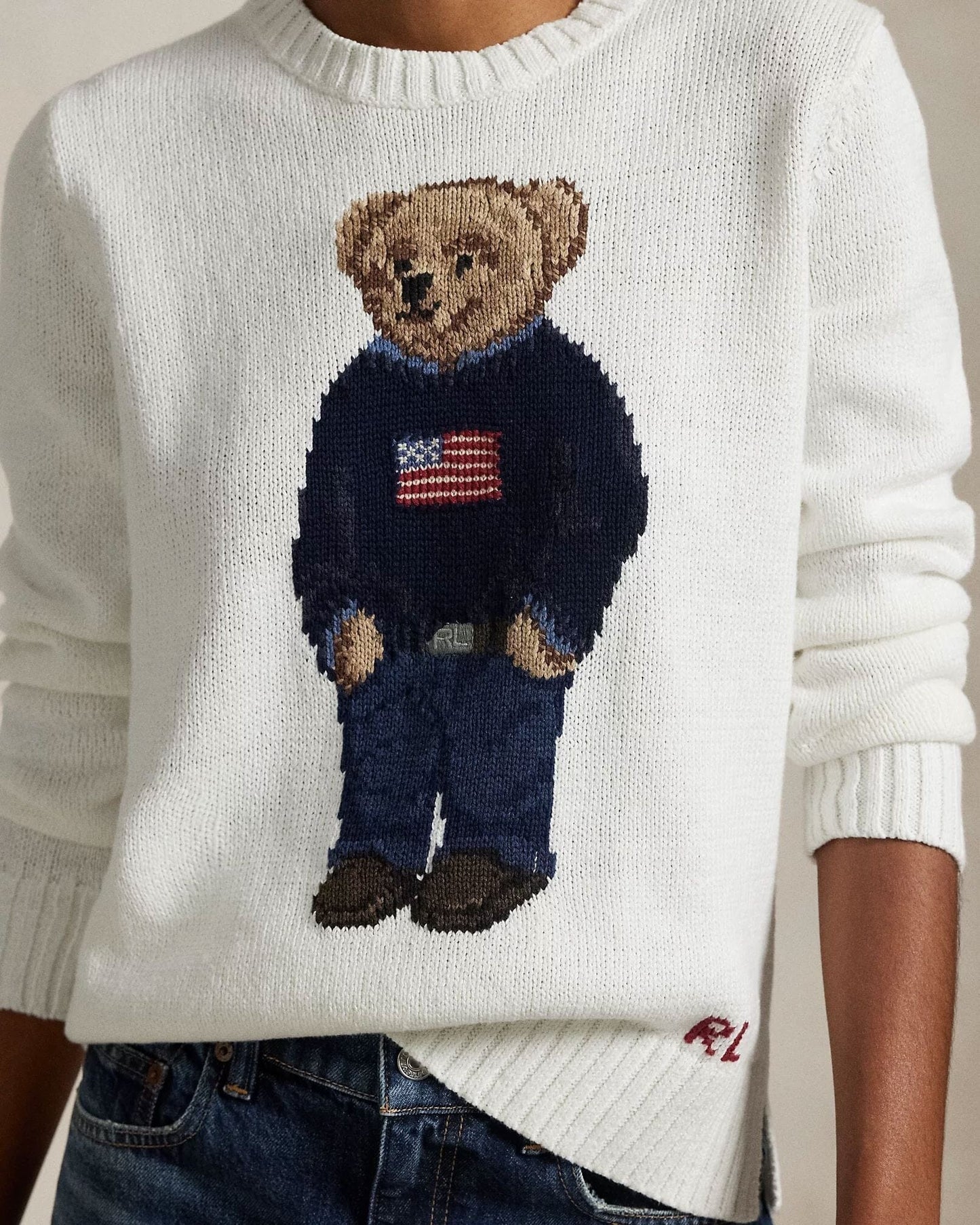 RL Polo Bear Linen-Cotton Crewneck Suéter