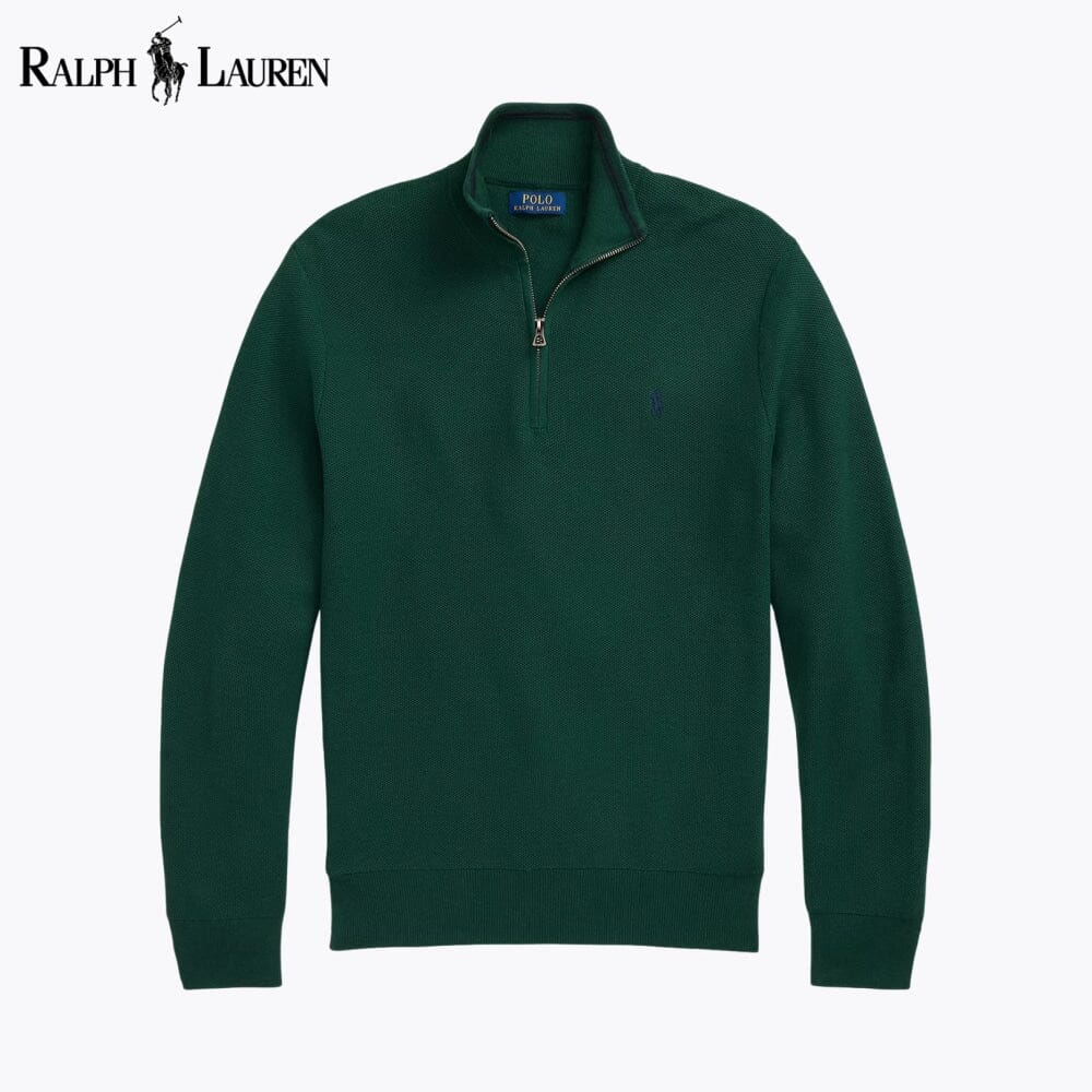 RL Mesh-Knit Cotton Quarter-Zip Suéter