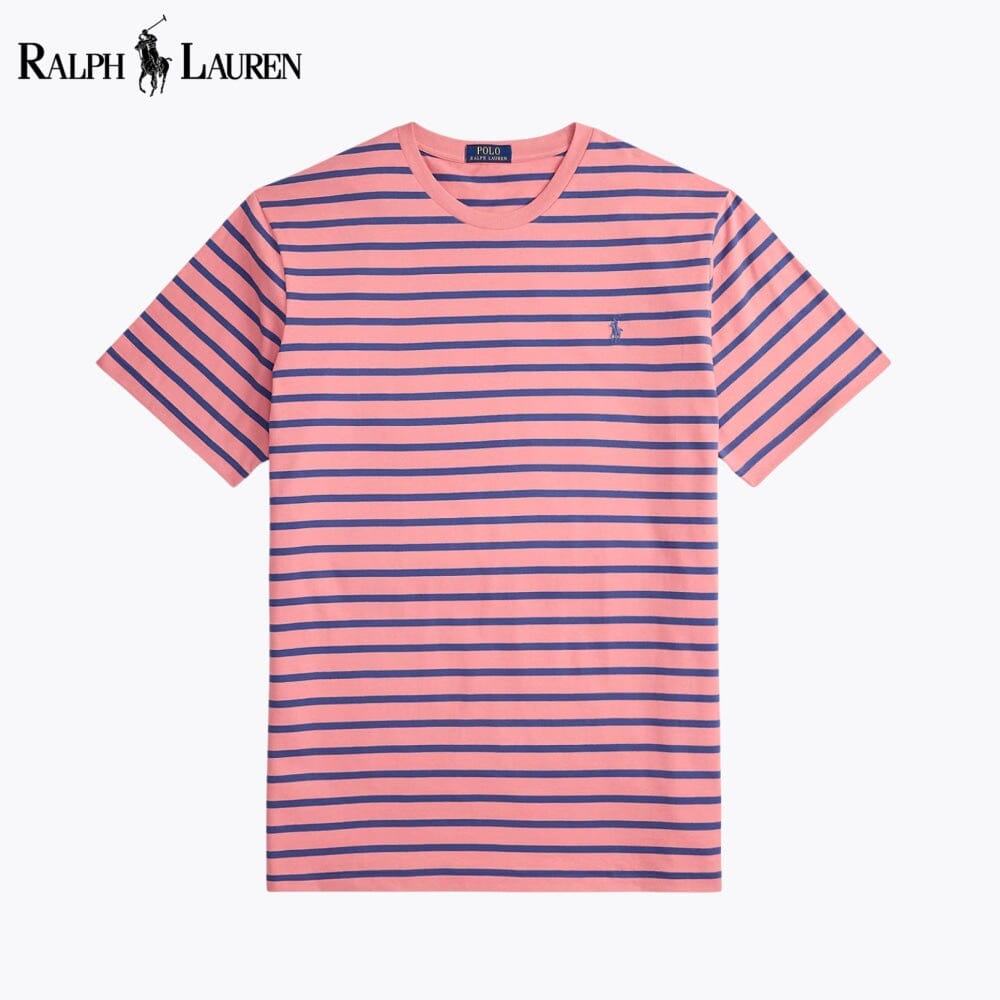 RL Camiseta de cuello redondo de punto a rayas