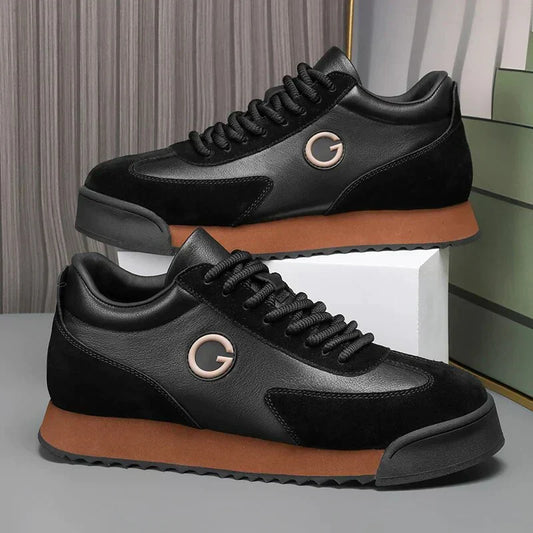 Giovanni Nero Zapatos de Cuero