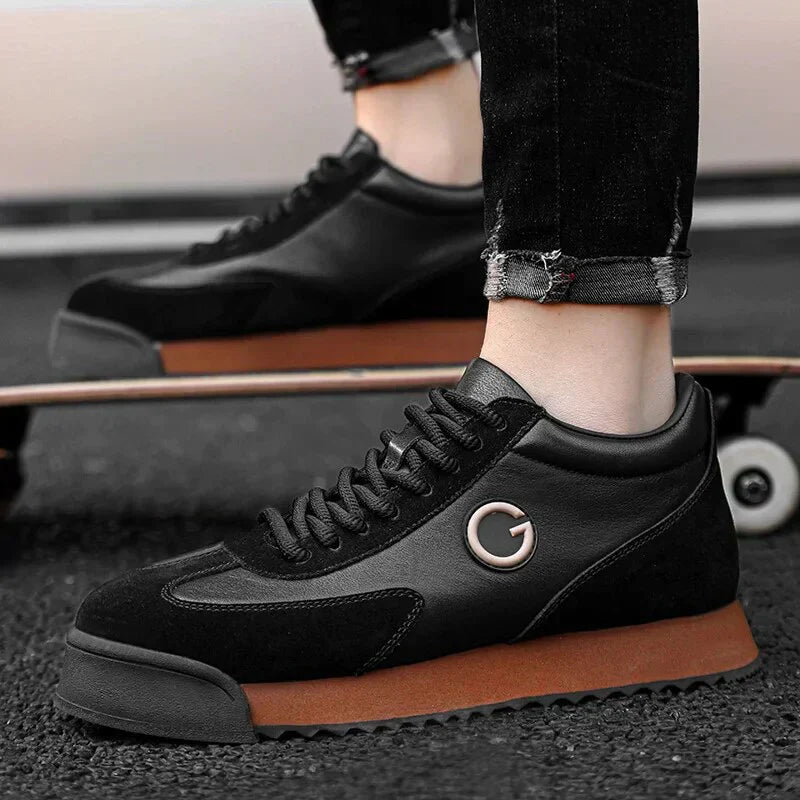 Giovanni Nero Zapatos de Cuero