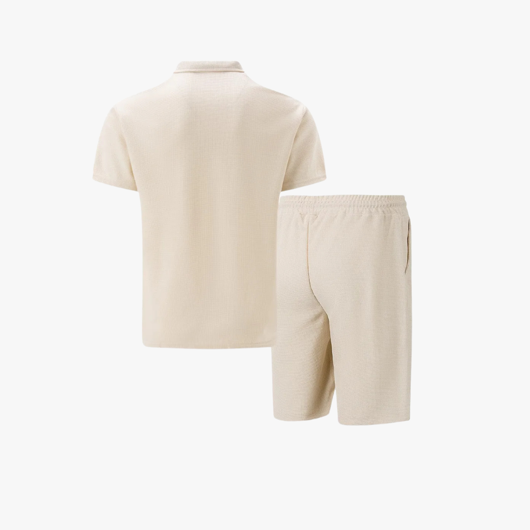 IBIZA Conjunto coordinado – Polo con cremallera en el cuello y pantalón corto de punto suave