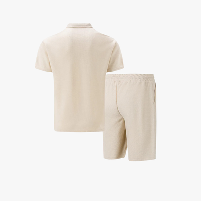 IBIZA Conjunto coordinado – Polo con cremallera en el cuello y pantalón corto de punto suave