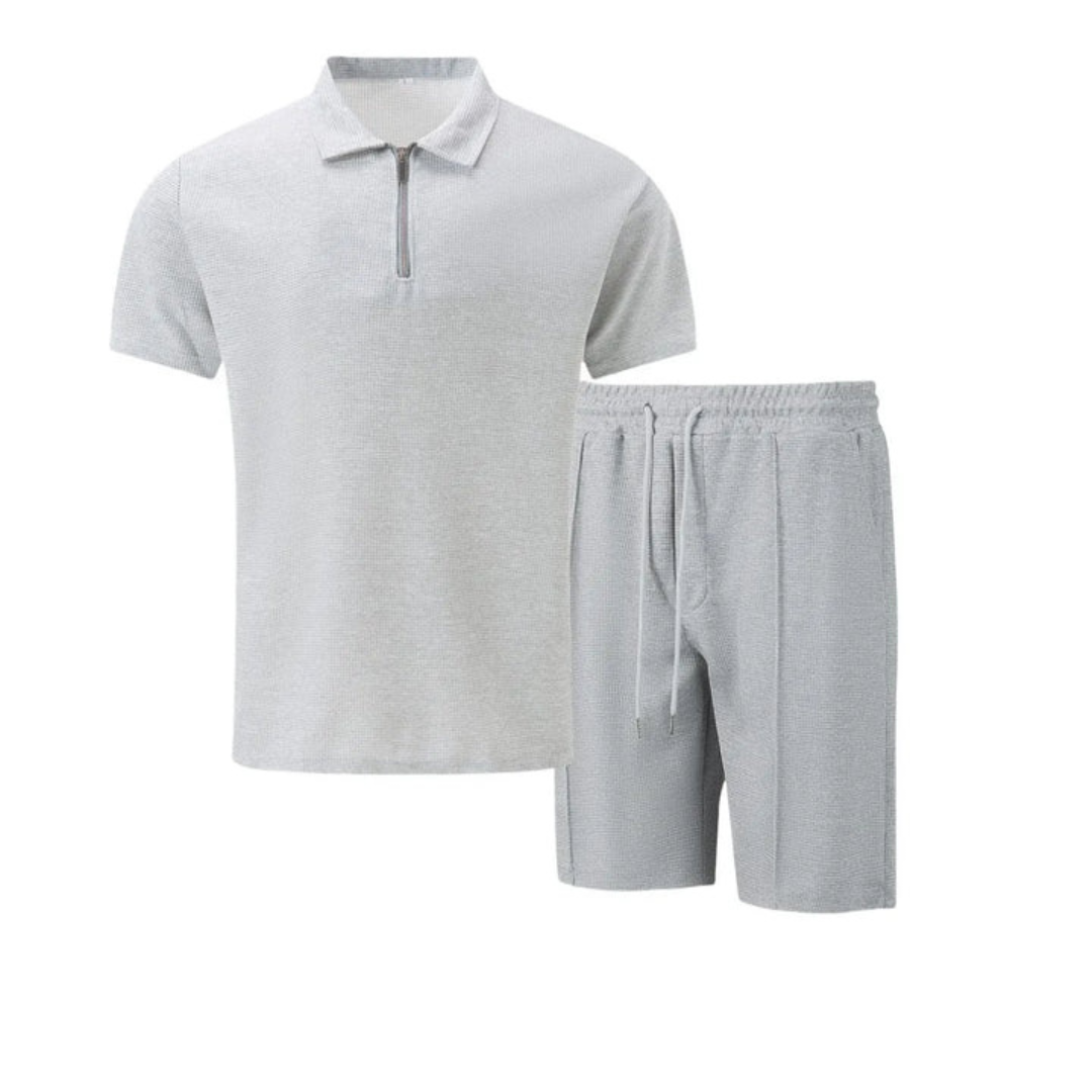 IBIZA Conjunto coordinado – Polo con cremallera en el cuello y pantalón corto de punto suave