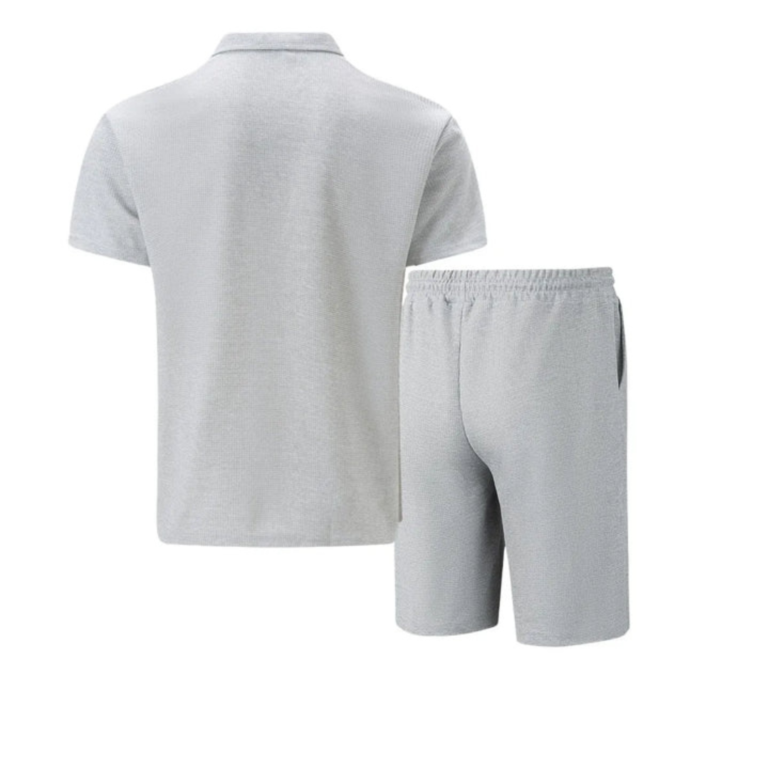 IBIZA Conjunto coordinado – Polo con cremallera en el cuello y pantalón corto de punto suave