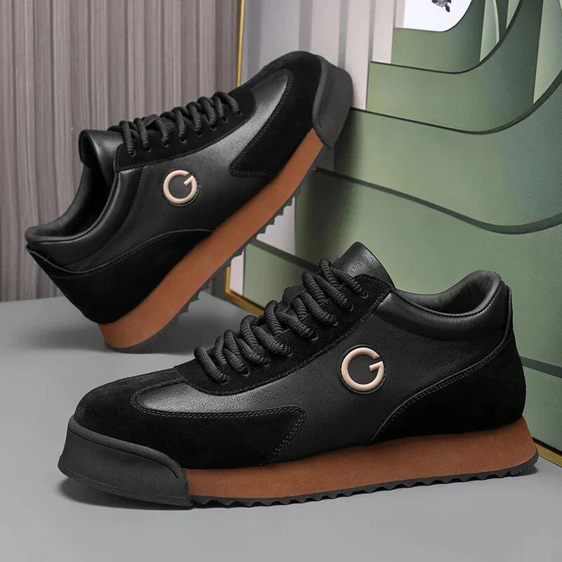 Giovanni Nero Zapatos de Cuero