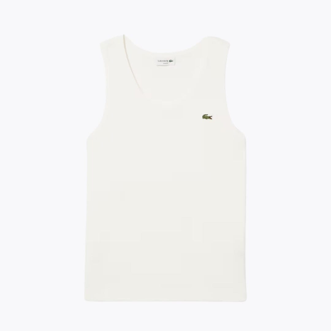 LC Corte Slim Ribbed Cotton Camiseta sin Mangas