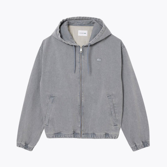 LC Chaqueta de Mezclilla con Capucha y Efecto Lavado