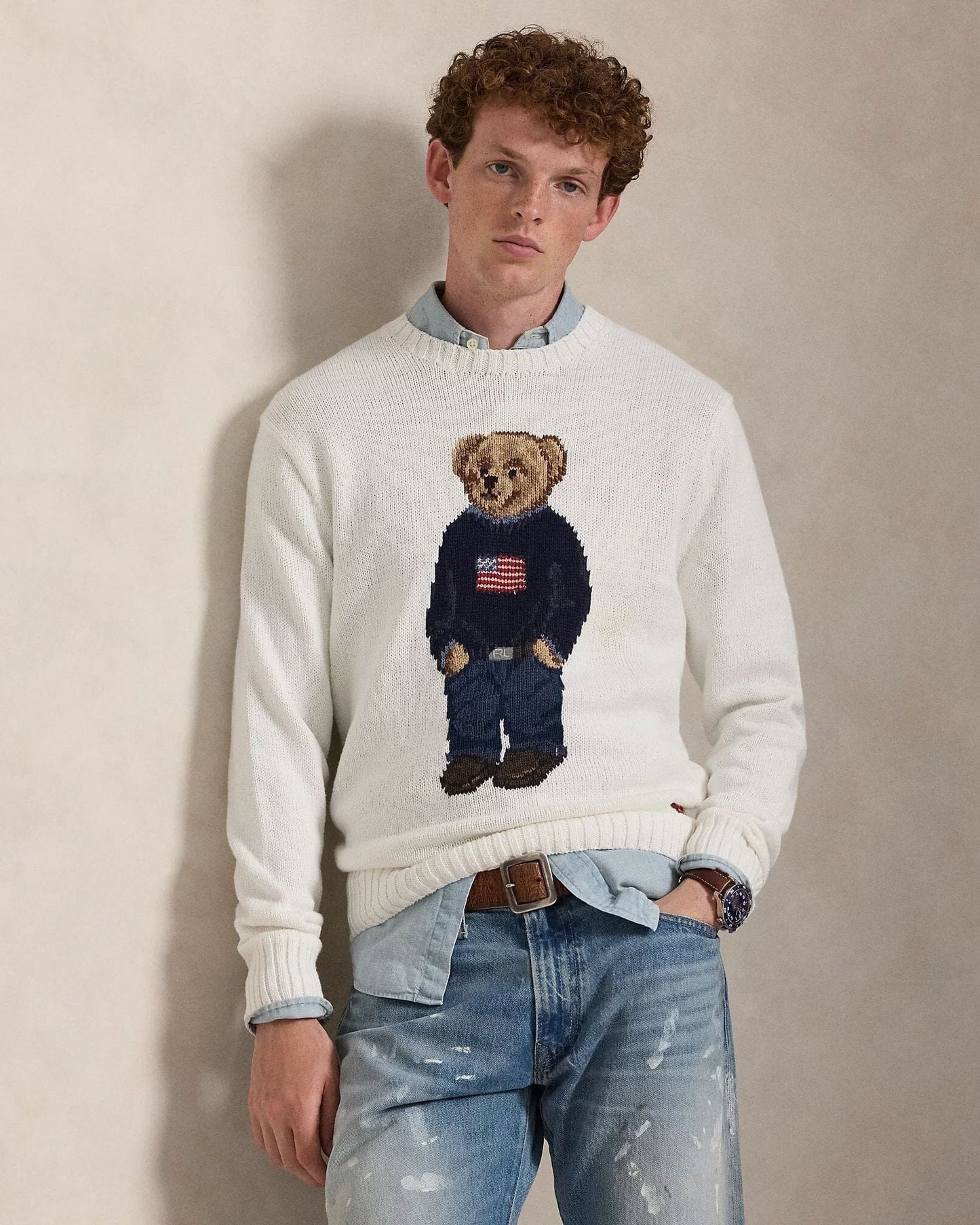 RL Polo Bear Cotton-Linen Suéter
