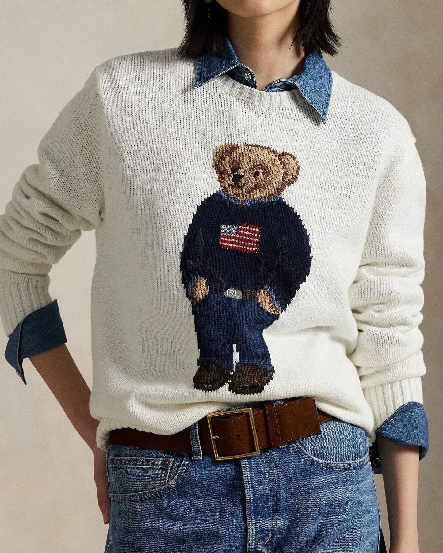 RL Polo Bear Cotton-Linen Suéter