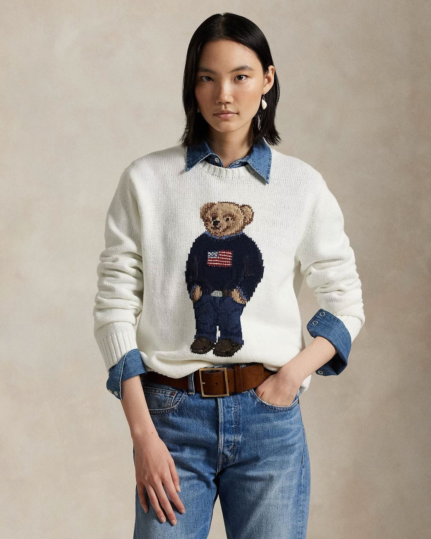 RL Polo Bear Cotton-Linen Suéter