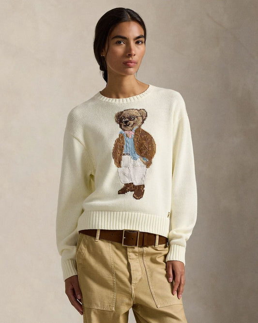 Suéter de algodón con cuello redondo Polo Bear de RL