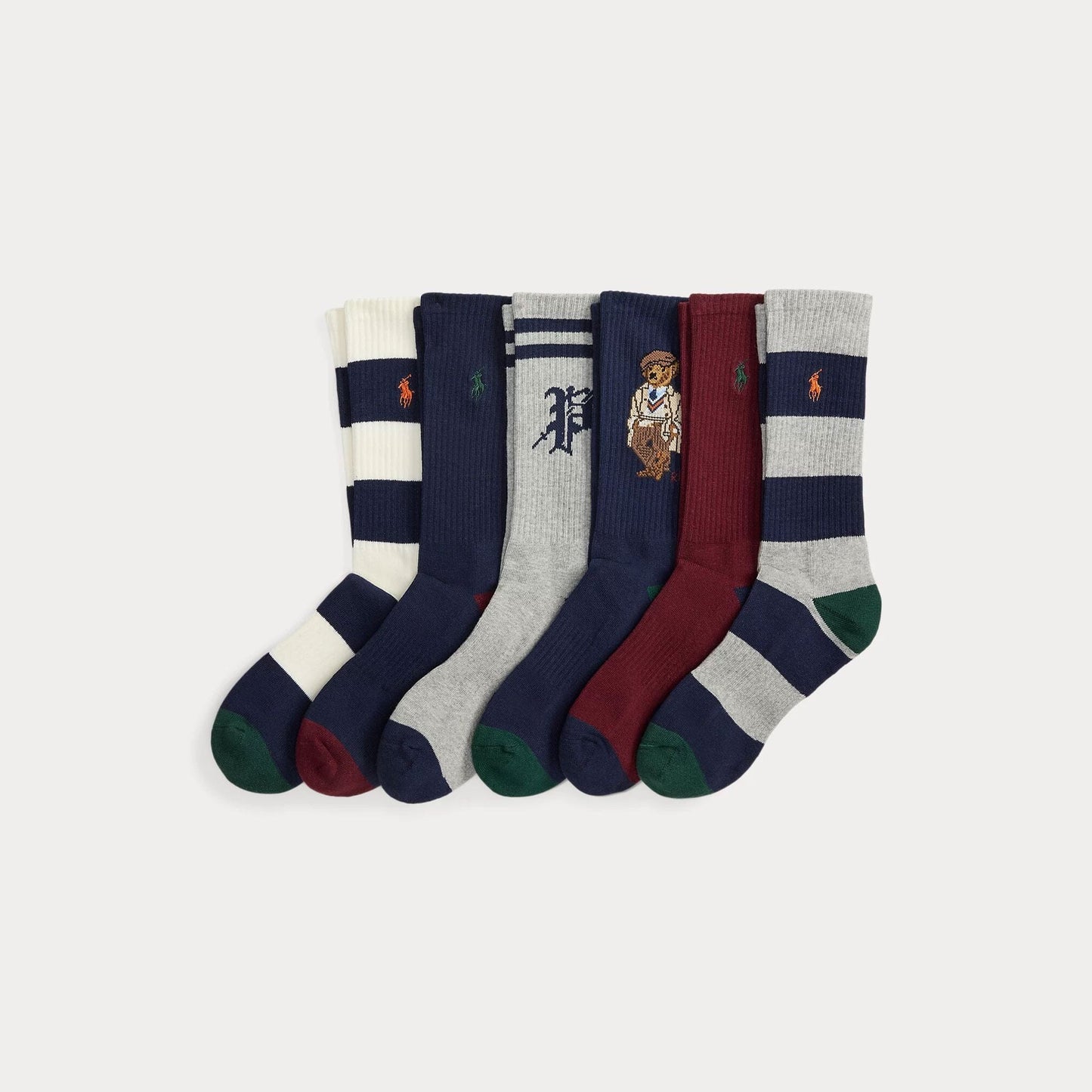 RL Polo Bear Cotton-Blend Crew Calcetines 6-Pack