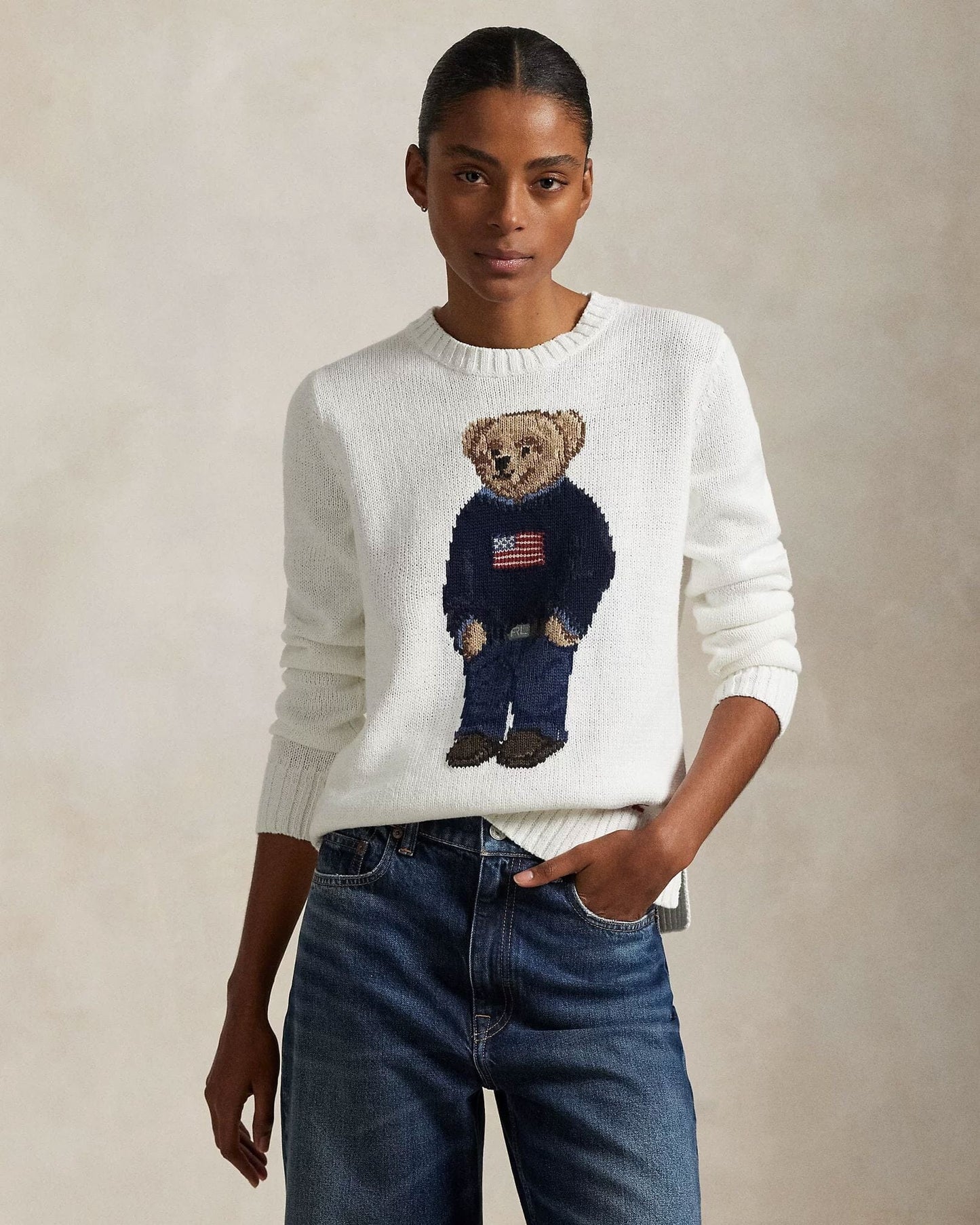 RL Polo Bear Linen-Cotton Crewneck Suéter