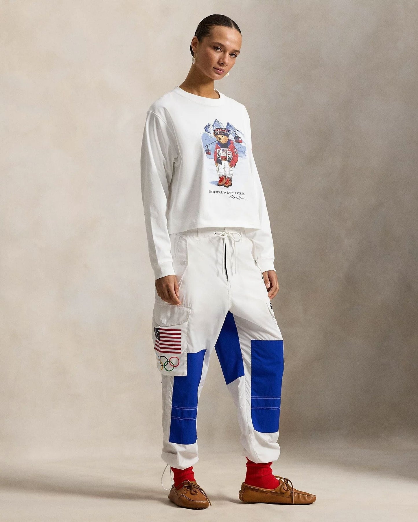 RL Team USA Polo Bear Long-Sleeve T-Camisa