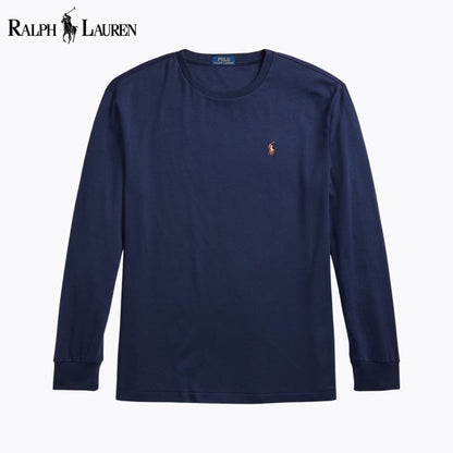 Camiseta de cuello redondo de algodón suave con corte clásico RL
