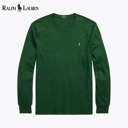 Camiseta de cuello redondo de algodón suave con corte clásico RL