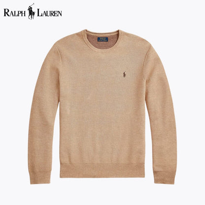 Suéter de algodón de punto de malla RL con cuello redondo