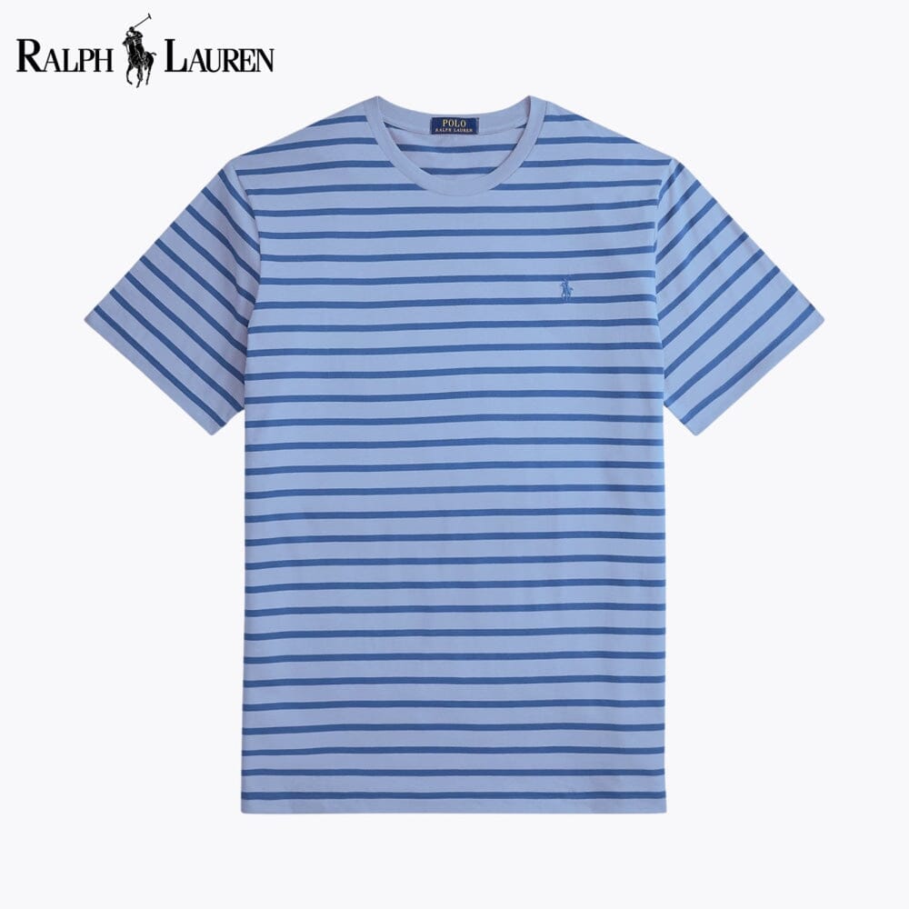 RL Camiseta de cuello redondo de punto a rayas