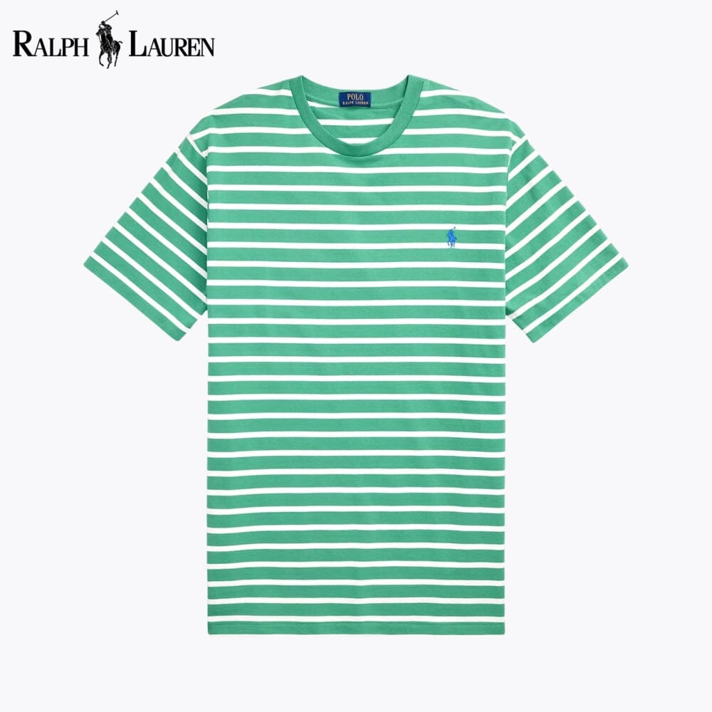 RL Camiseta de cuello redondo de punto a rayas