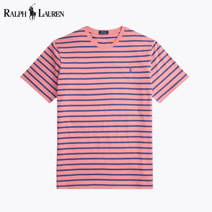 RL Camiseta de cuello redondo de punto a rayas