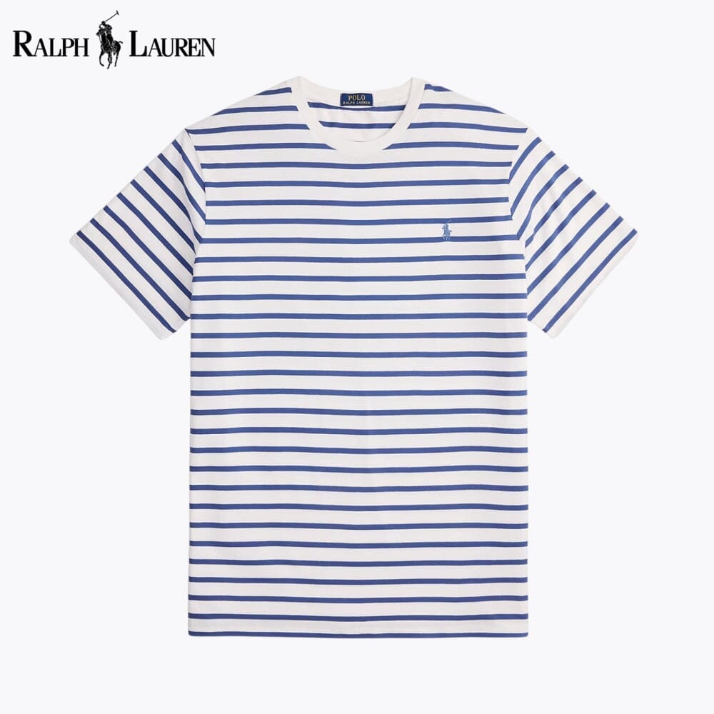 RL Camiseta de cuello redondo de punto a rayas