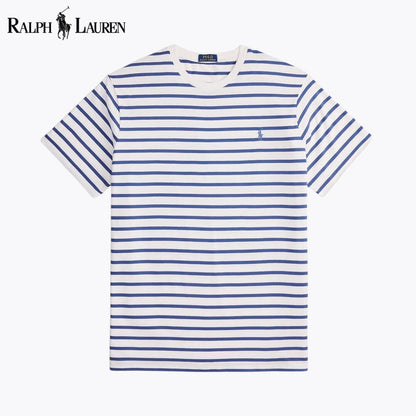 RL Camiseta de cuello redondo de punto a rayas