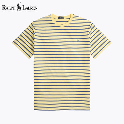 RL Camiseta de cuello redondo de punto a rayas